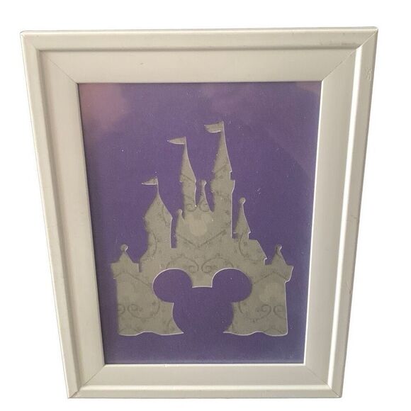 New Disney Castle Framed Silouette Mickey Wars Minnie Goofy Americana - Picture 1 of 9